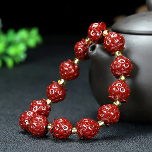 Organic Cinnabar Strawberry Bracelet Beads Charm Gift