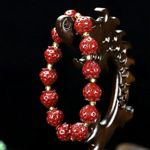Organic Cinnabar Strawberry Bracelet Beads Charm Gift