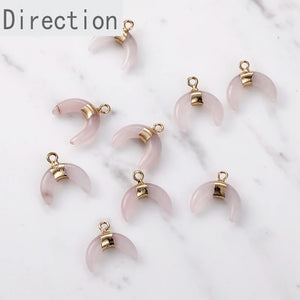 Semi Precious Stone Crystal Moon Pendant for DIY Earrings & Necklace