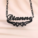 Personalized Double Layer Nameplate Necklace with Hearts, 18K Plated