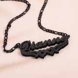 Personalized Double Layer Nameplate Necklace with Hearts, 18K Plated