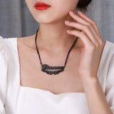 Personalized Double Layer Nameplate Necklace with Hearts, 18K Plated