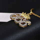 Double Layer Two Tone 1-9 Lucky Number Crown Necklace Womens