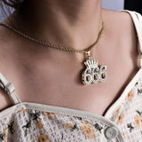Double Layer Two Tone 1-9 Lucky Number Crown Necklace Womens