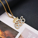 Double Layer Two Tone 1-9 Lucky Number Crown Necklace Womens