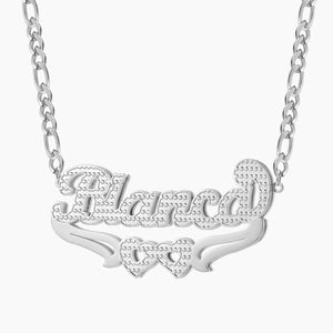 Personalized Two Tone Two Hearts Necklace