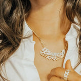 Personalized Two Tone Two Hearts Necklace