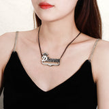 Double Layer Two Tone Crown & Heart Nameplate Personalized Necklace