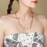 Double Plated Cross Name Necklace in 18K Two-Tone Name Chain Pendant
