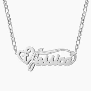 Double Plated Cross Name Necklace in 18K Two-Tone Name Chain Pendant