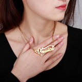 Double Plated Cross Name Necklace in 18K Two-Tone Name Chain Pendant