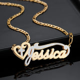 Double Plated Cross Name Necklace in 18K Two-Tone Name Chain Pendant
