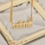 Elk & Snowflake Necklace with Cuban Chain & Name Pendants