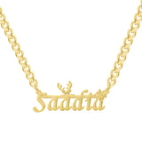 Elk & Snowflake Necklace with Cuban Chain & Name Pendants