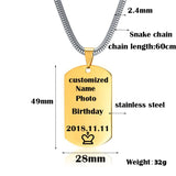 Personalized Engrave Name Date Photo Pendant Necklace