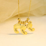 Name Necklace with Baby Feet Pendant and Birthstone