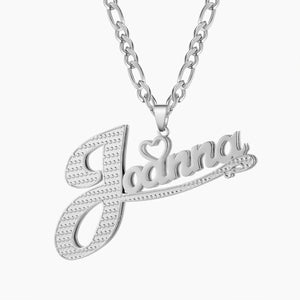 Double Name Necklace For Women Personalized Stainless Steel Pendant