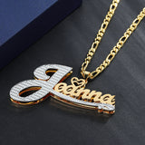 Double Name Necklace For Women Personalized Stainless Steel Pendant