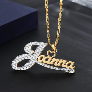 Double Name Necklace For Women Personalized Stainless Steel Pendant