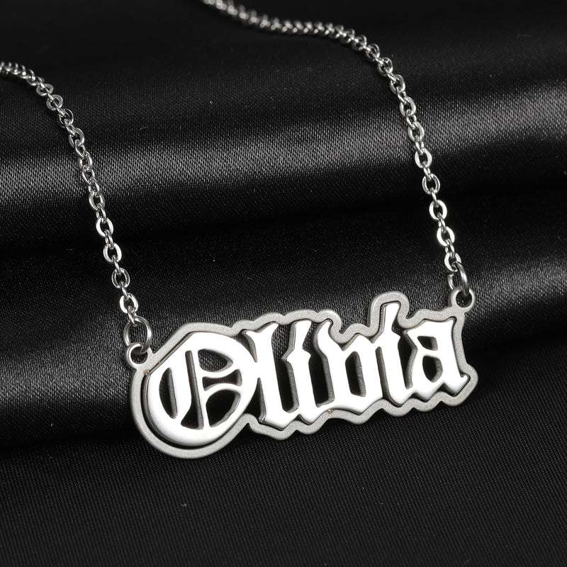 Personalized Stainless Steel Text Pendant Necklace For Women