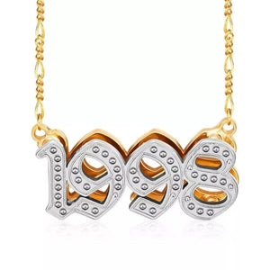 TwoTone Birth Years Lucky Number Necklace For Women