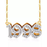 TwoTone Birth Years Lucky Number Necklace For Women