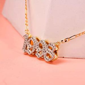 TwoTone Birth Years Lucky Number Necklace For Women