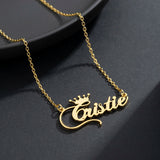Crown Nameplate Choker Necklace Stainless Steel