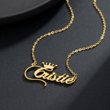 Crown Nameplate Choker Necklace Stainless Steel