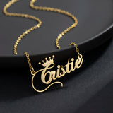 Crown Nameplate Choker Necklace Stainless Steel