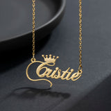 Crown Nameplate Choker Necklace Stainless Steel