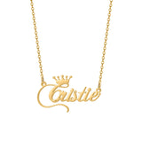 Crown Nameplate Choker Necklace Stainless Steel