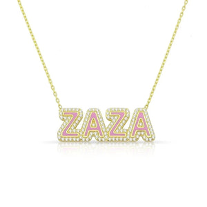 Enamel Name Necklace Crystal Letter Personalized Jewelry