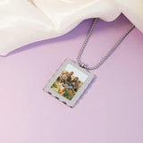 Rectangle Photo Frame Necklace Female