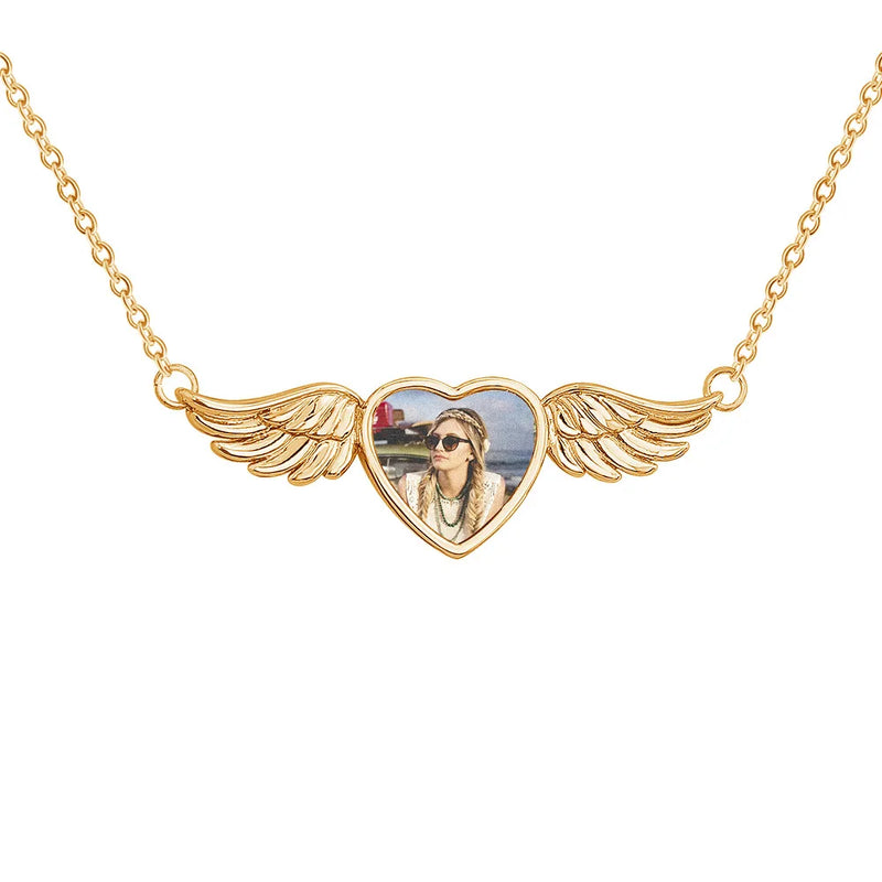 Personalized First Name Engraved Necklace with Photo Pendant
