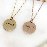 Personalized Stainless Steel Pendant Necklace with Engraved Love Heart and Name