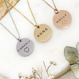 Personalized Stainless Steel Pendant Necklace with Engraved Love Heart and Name