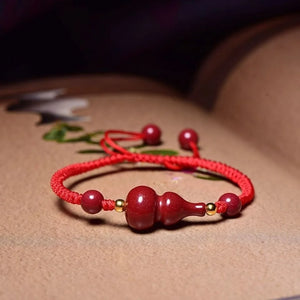 Cinnabar Gourd Elastic Bracelet DIY Health Wealth Lucky Women Jade Beads Jewelry