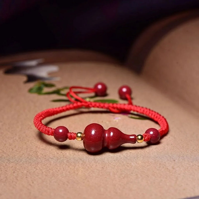 Cinnabar Gourd Elastic Bracelet DIY Health Wealth Lucky Women Jade Beads Jewelry