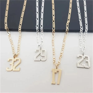 Number Necklace Stainless Steel Personalized Women Pendant Choker
