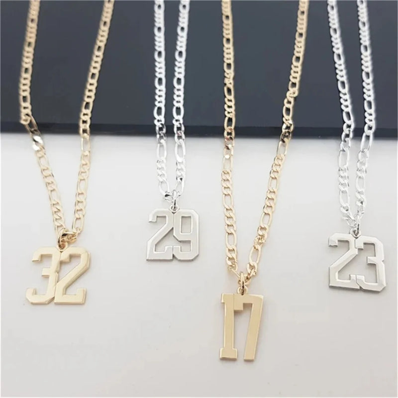 Number Necklace Stainless Steel Personalized Women Pendant Choker