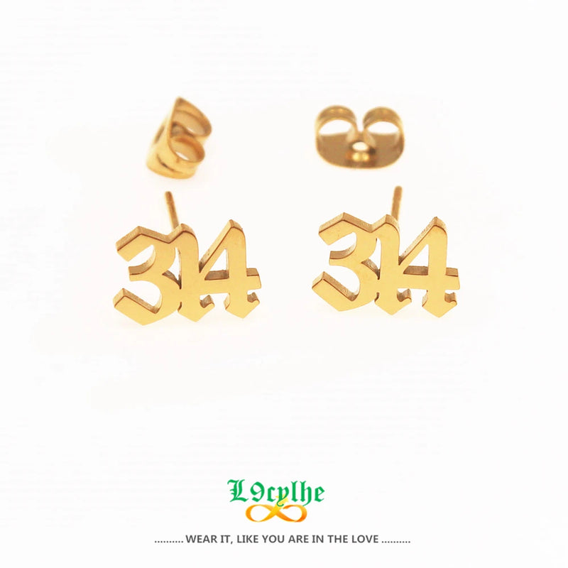 Number Stud Earrings Personalized Stainless Steel Birthday Gift