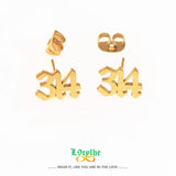 Number Stud Earrings Personalized Stainless Steel Birthday Gift