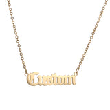 Old English Name Necklace Silver Personalized Stainless Steel Jewelry