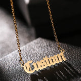 Old English Name Necklace Silver Personalized Stainless Steel Jewelry
