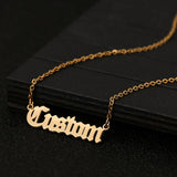 Old English Name Necklace Silver Personalized Stainless Steel Jewelry