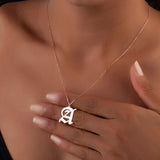 Old English Initial Letter Necklace Stainless Steel Choker