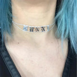 Old English Letter Choker Personalized Name Plate Necklace