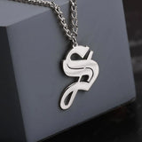 Old English Letter Pendant Necklace for Women Girls Stainless Steel