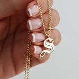 Old English Letter Pendant Necklace for Women Girls Stainless Steel